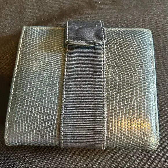 Salvatore Ferragamo Dark Blue Lizard Leather Wallet Vintage Good Condition - Picture 3 of 7